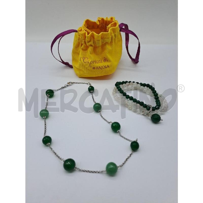 PARURE RAJOLA VERDE BRACCIALE ELASTICO  | Mercatino dell'Usato Catanzaro 1