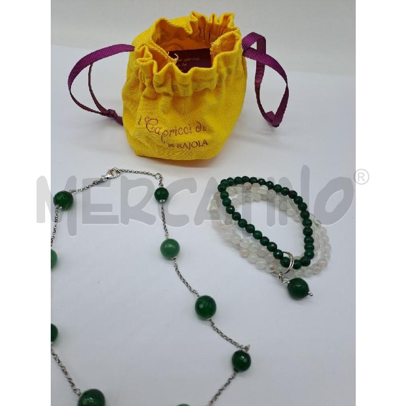 PARURE RAJOLA VERDE BRACCIALE ELASTICO  | Mercatino dell'Usato Catanzaro 2