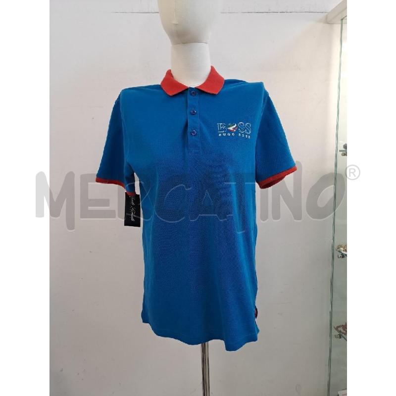 POLO UOMO BOSS AZZURRA COLLO ROSSO  | Mercatino dell'Usato Catanzaro 1