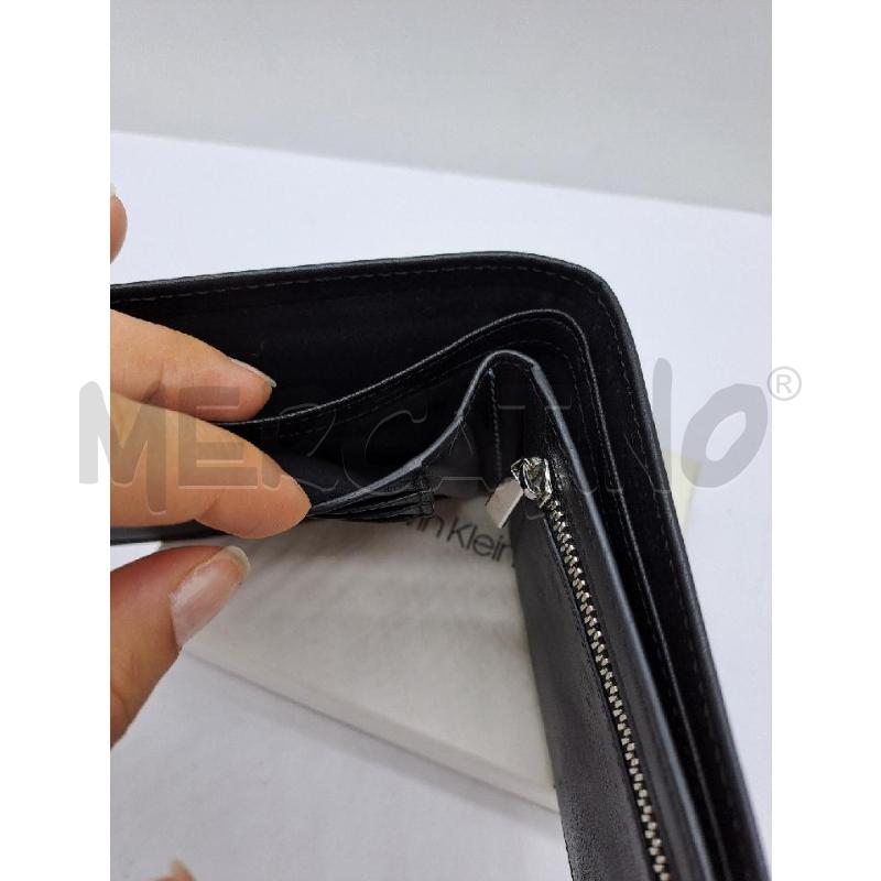 PORTA FOGLIO VALVIN KLEIN NERO LOGO BIANCO FILO AZZURRO | Mercatino dell'Usato Catanzaro 3