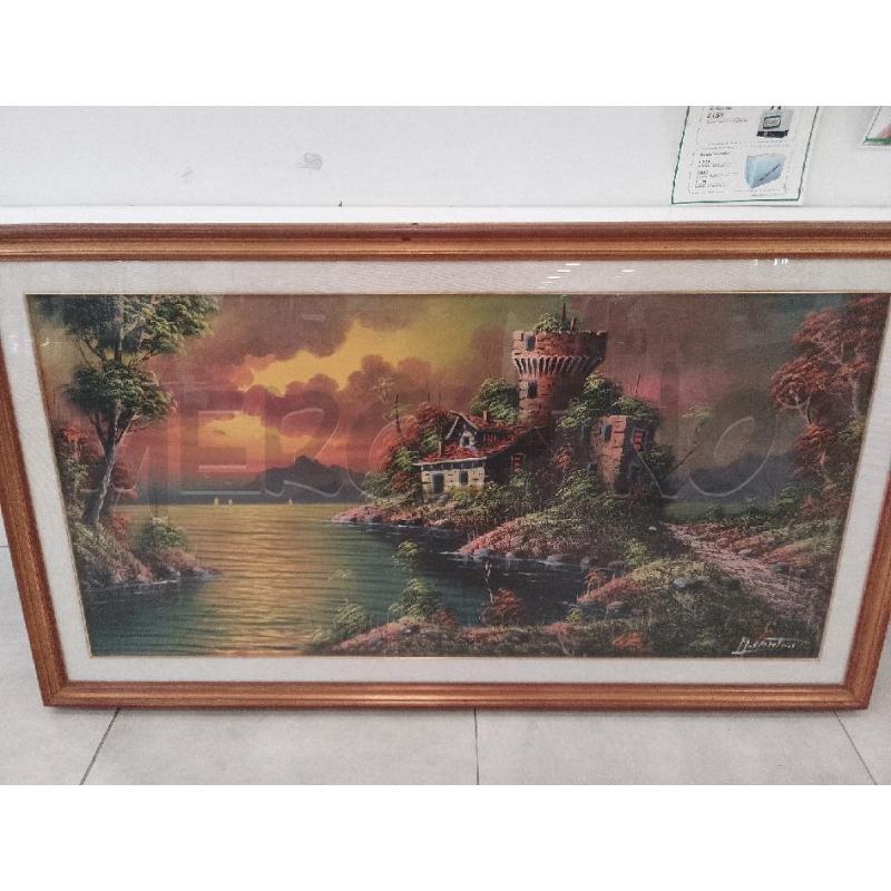 QUADRO OLIO M.SANTINI SU TELA PAESAGGIO CORNICE DORATA 140X80   | Mercatino dell'Usato Catanzaro 1