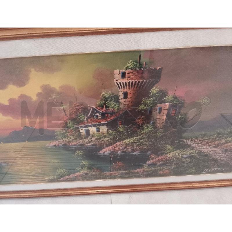 QUADRO OLIO M.SANTINI SU TELA PAESAGGIO CORNICE DORATA 140X80   | Mercatino dell'Usato Catanzaro 4