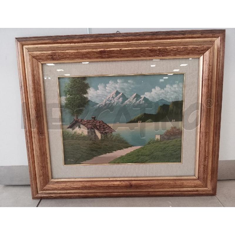 QUADRO PAESAGGIO OLIO SU TELA CORNICE DORATA  | Mercatino dell'Usato Catanzaro 1