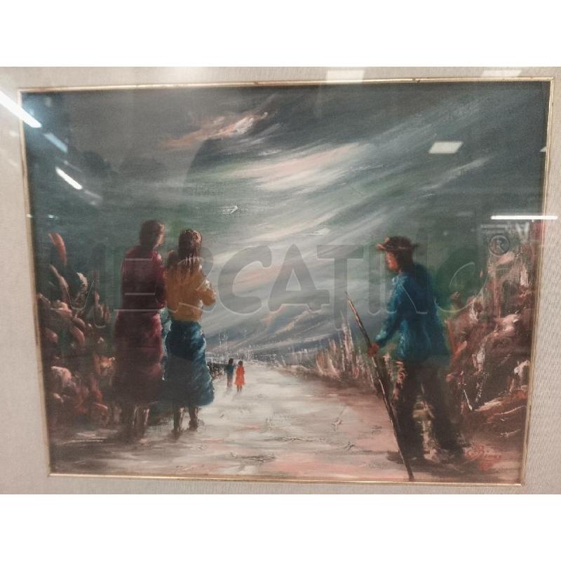 QUADRO TELA G RICCI 78 SCENA VIALE PERSONE  | Mercatino dell'Usato Catanzaro 2