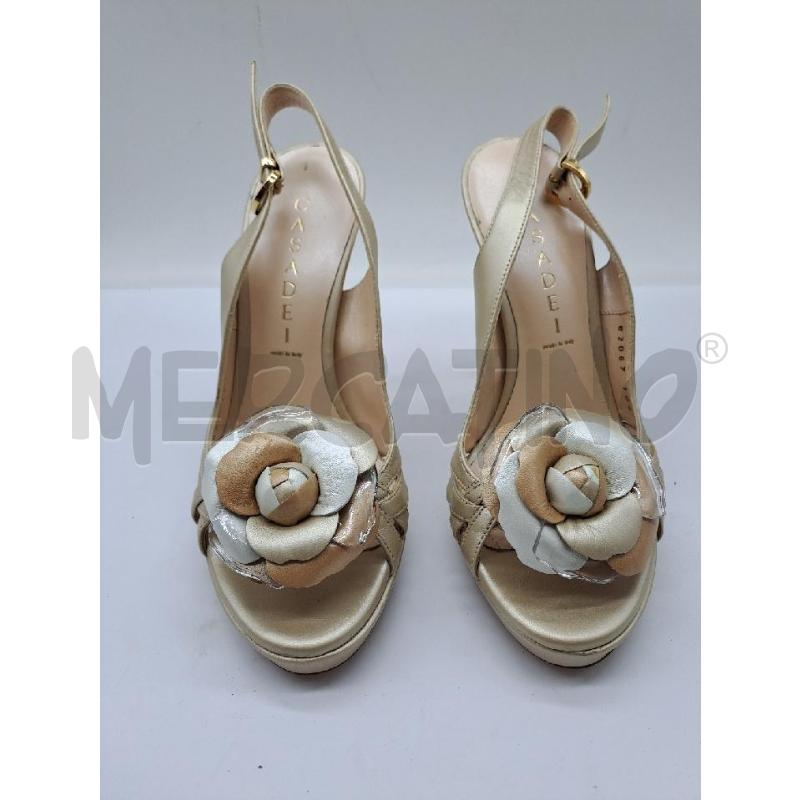 SANDALI DONNA CASADEI DORATO FIORE GRANDE | Mercatino dell'Usato Catanzaro 1