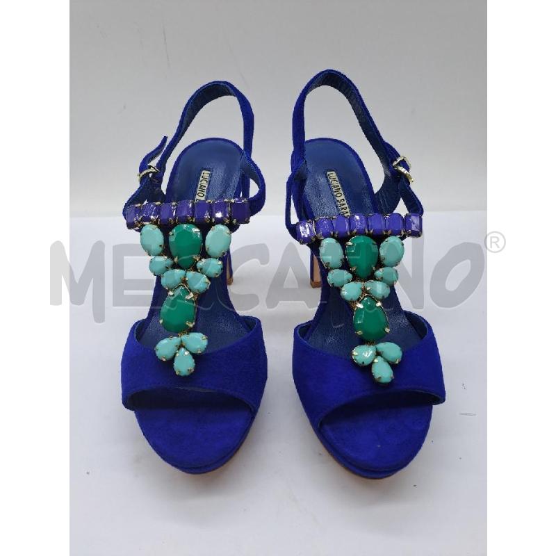SANDALI DONNA LUCIANO BARACHINI BLU ELETTRICO PIETRE VERDI AZZURRO | Mercatino dell'Usato Catanzaro 1