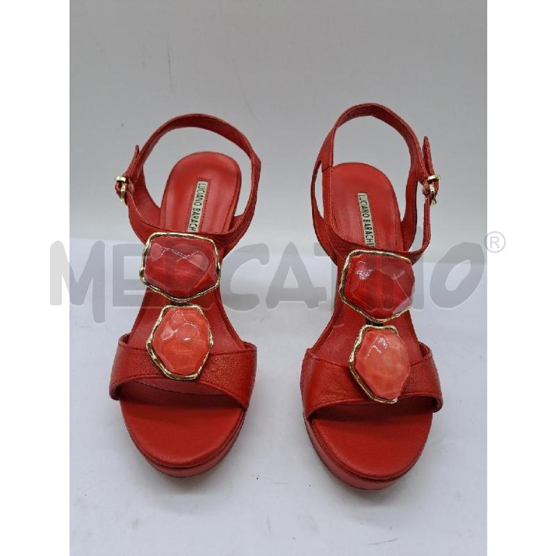 SANDALI DONNA LUCIANO BARACHINI ROSSO TACCO LARGO DETTAGLIO CORALLO | Mercatino dell'Usato Catanzaro 1