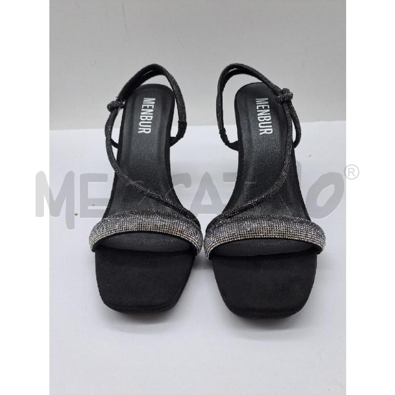 SANDALI DONNA MENBUR NERO FASCIA BRILLANTINATA  | Mercatino dell'Usato Catanzaro 1