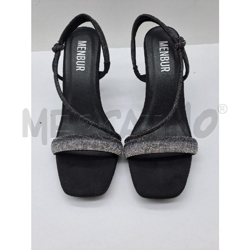 SANDALI DONNA MENBUR NERO FASCIA BRILLANTINATA  | Mercatino dell'Usato Catanzaro 2