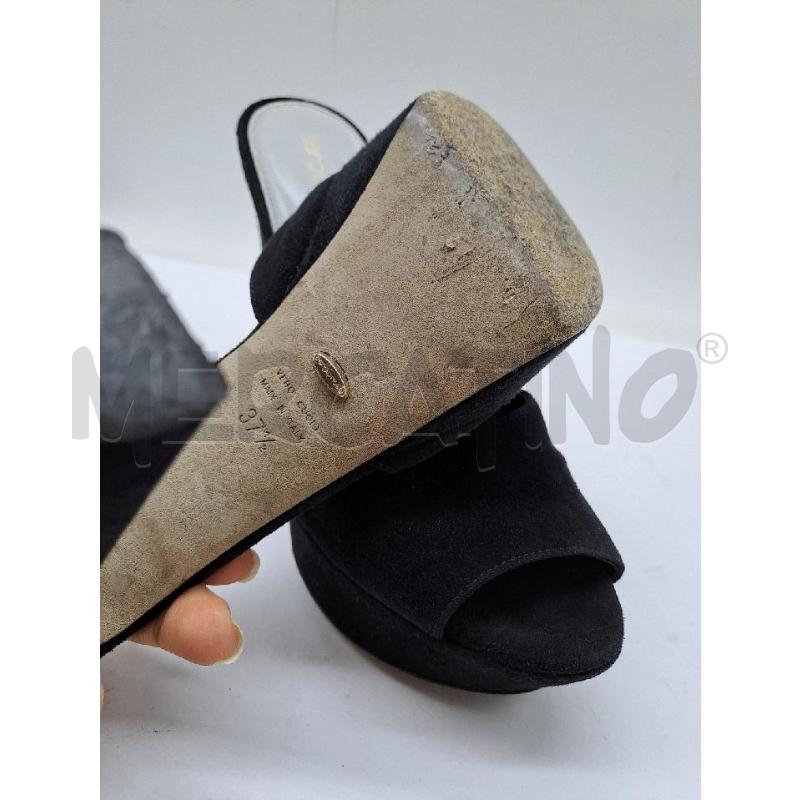 SANDALI MULES DONNA SERGIO ROSSI NERO TACCO LARGO SCAMOSCIATO | Mercatino dell'Usato Catanzaro 4