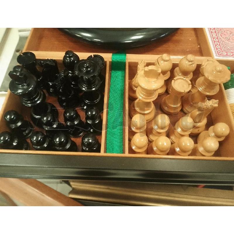 SET DA GIOCO IN LEGNO VINTAGE ORIGINALE MADE IN ITALY GENUINE LEATHER CON FISH SLOT E CARTE DA GIOCO | Mercatino dell'Usato Catanzaro 2