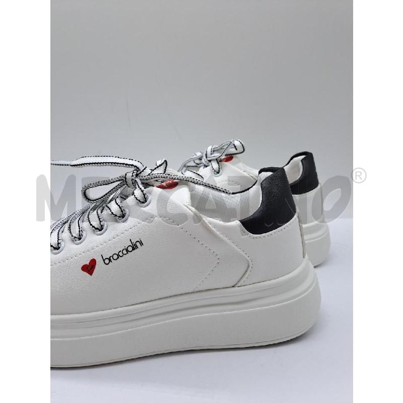 SNEAKERS DONNA BRACCIALINI BIANCO STRINGHE BORDO NERO | Mercatino dell'Usato Catanzaro 2