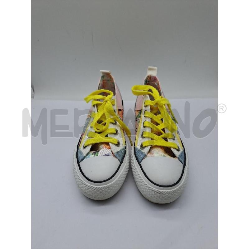 SNEAKERS DONNA CAFÈNOIR TESSUTO BIANCO MODELLO CONVERSE STRINGHE GIALLO | Mercatino dell'Usato Catanzaro 1
