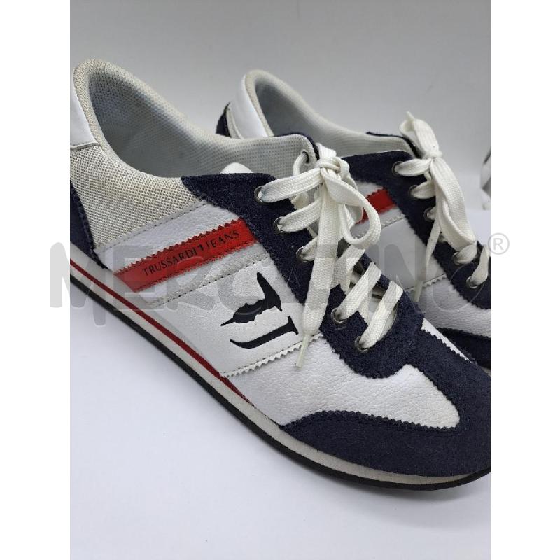 SNEAKERS UOMO TRUSSARDI BLU BIANCO STRISCIA ROSSO | Mercatino dell'Usato Catanzaro 2