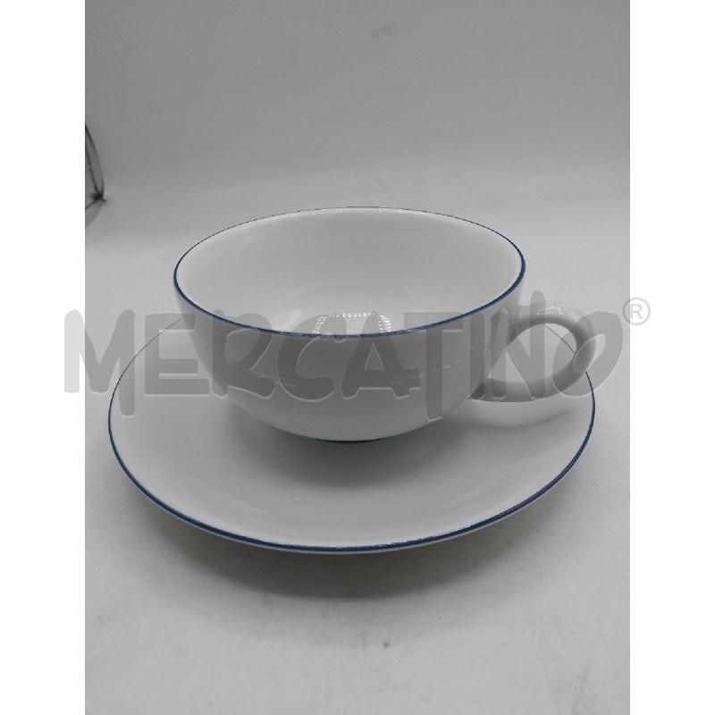 TAZZE PZ. 6 CON PIATTINO THUN CON BORDO BLU  | Mercatino dell'Usato Catanzaro 2