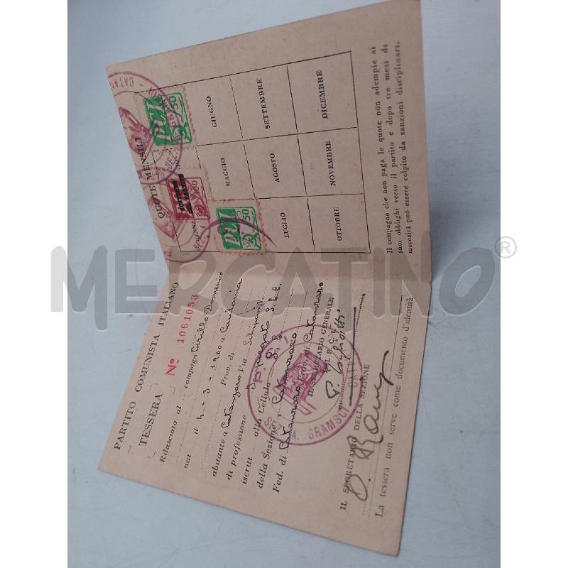 TESSERA PARTITO COMUNISTA ITALIANO 1951-1952-1953-1954 | Mercatino dell'Usato Catanzaro 2