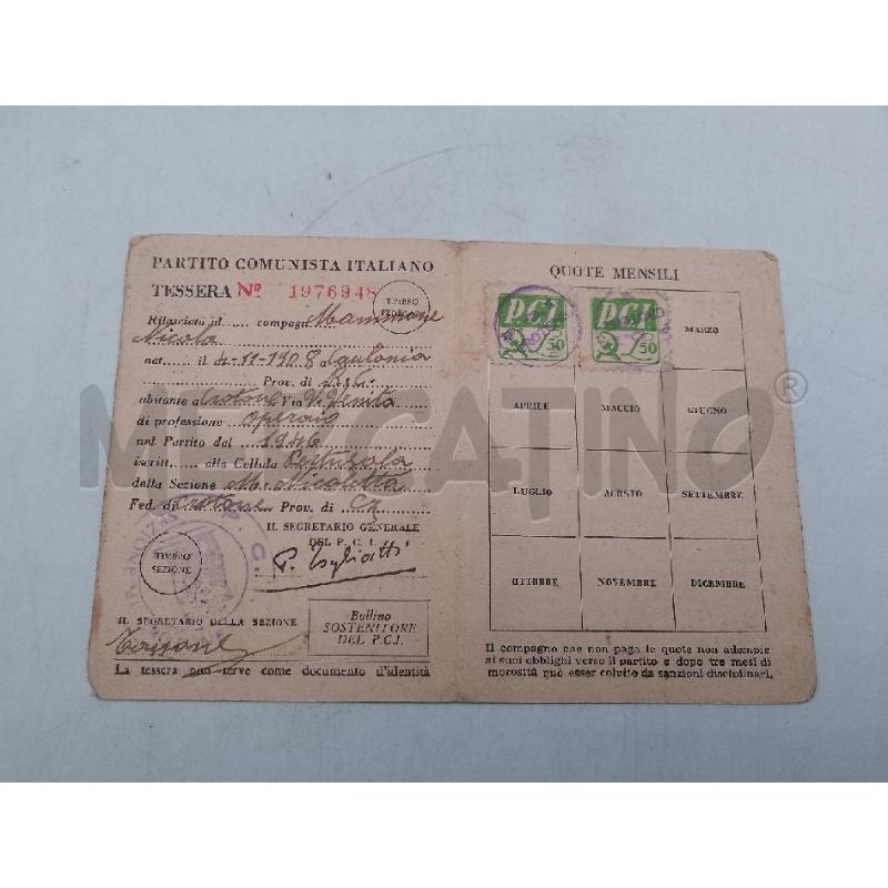 TESSERA PARTITO COMUNISTA ITALIANO 1951-1952-1953-1954 | Mercatino dell'Usato Catanzaro 3