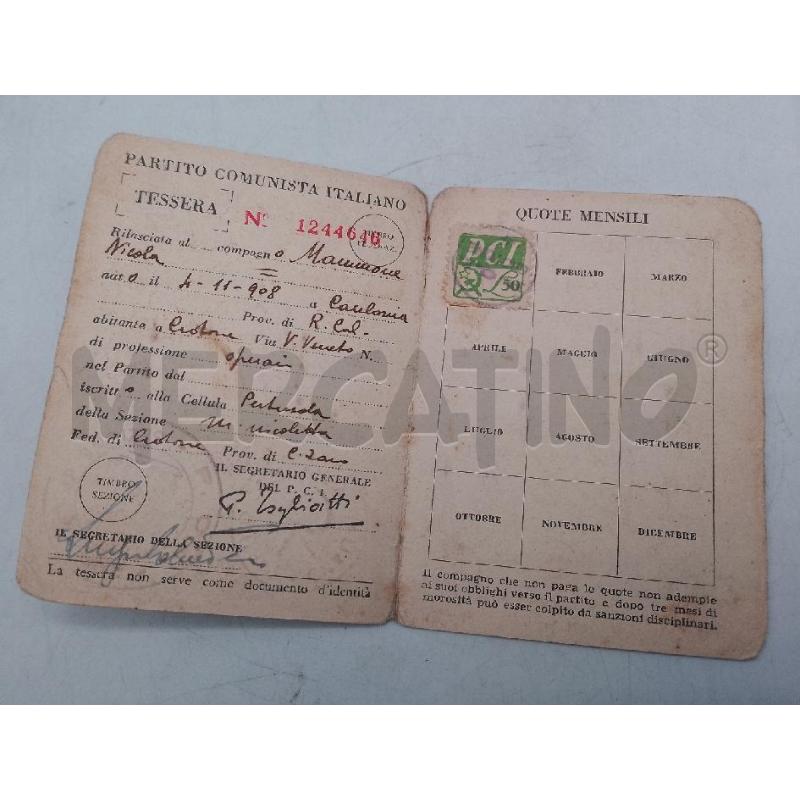 TESSERA PARTITO COMUNISTA ITALIANO 1951-1952-1953-1954 | Mercatino dell'Usato Catanzaro 4