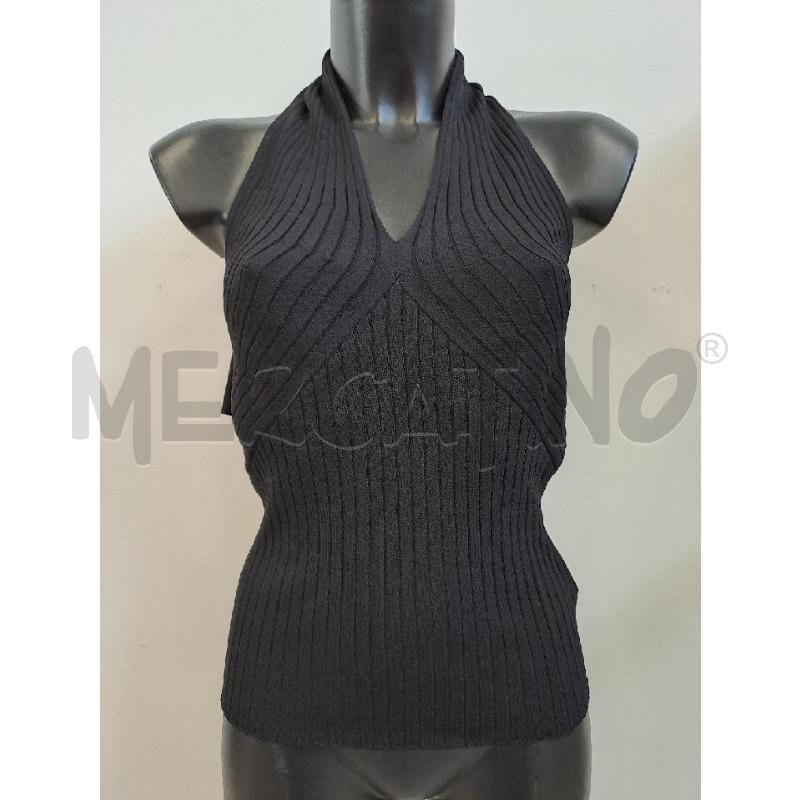 TOP LUISA SPAGNOLI COSTINE NERO LEG COLLO  | Mercatino dell'Usato Catanzaro 1