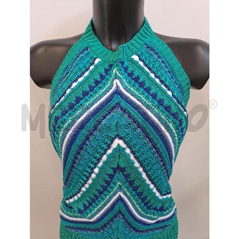 TOP LUISA SPAGNOLI TRECCE VERDE BLU LEG COLLO | Mercatino dell'Usato Catanzaro 2
