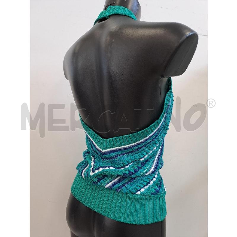 TOP LUISA SPAGNOLI TRECCE VERDE BLU LEG COLLO | Mercatino dell'Usato Catanzaro 3