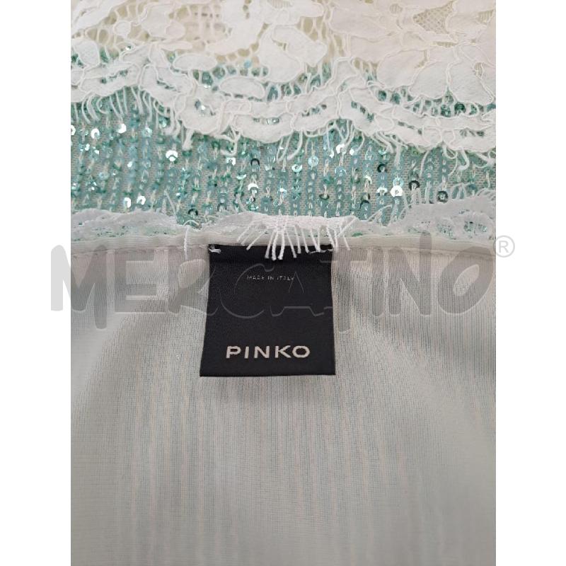 TOP PINKO PAILLETTATO VERDE BORDO RICAMO BIANCO  | Mercatino dell'Usato Catanzaro 4