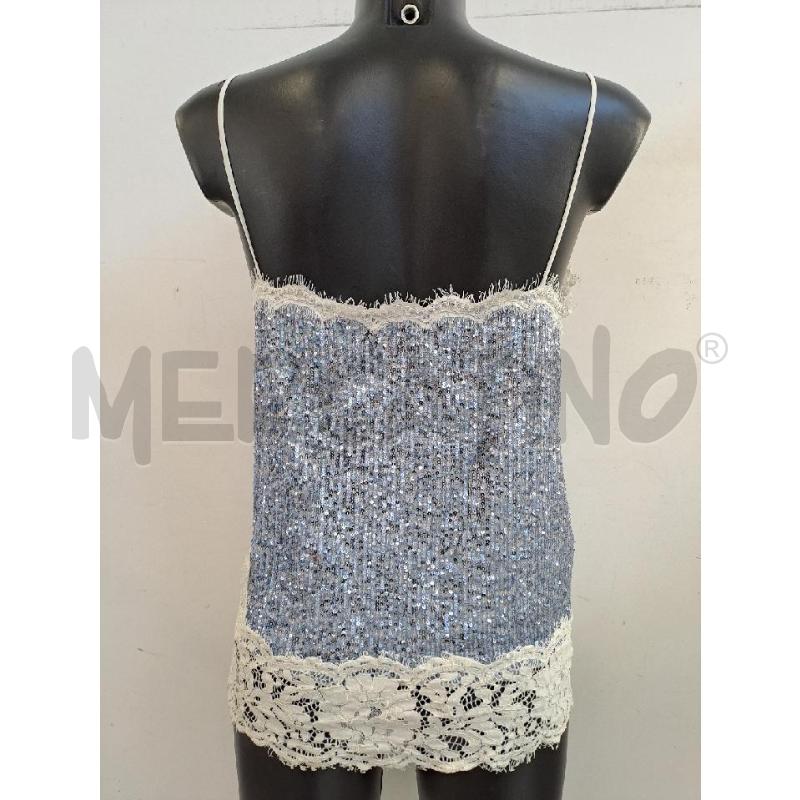 TOP PINKO PAILLETTES AZZURRO BORDO FIORI RICAMO | Mercatino dell'Usato Catanzaro 3