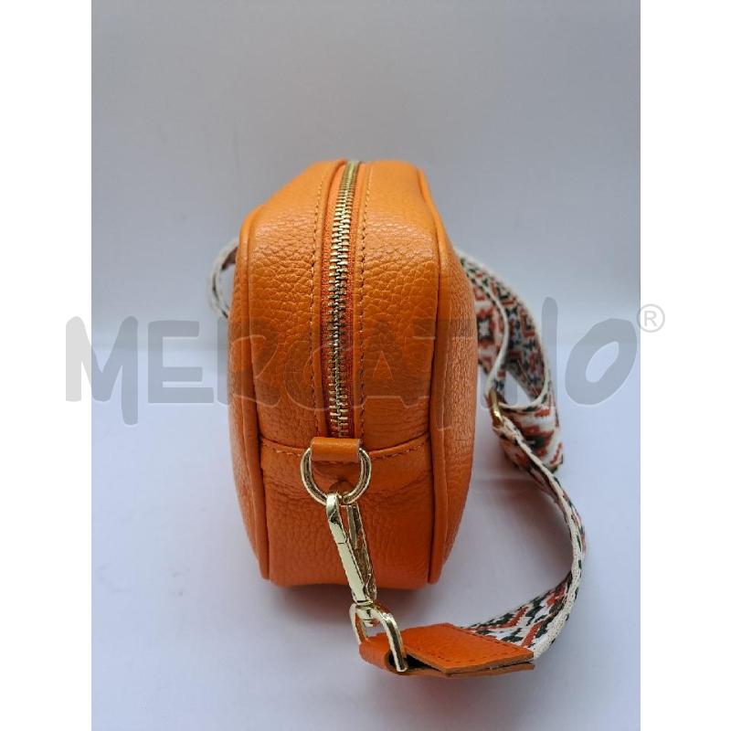 TRACOLLA DONNA VERA PELLE ARANCIO TRACOLLA VERDE MILITARE ARANCIO DETTAGLIO DORATO  | Mercatino dell'Usato Catanzaro 3