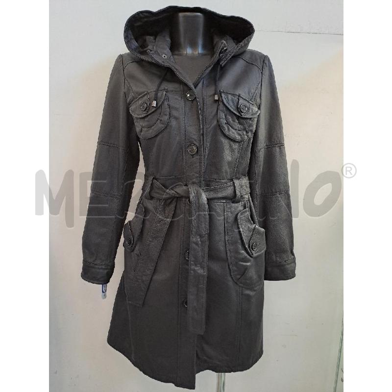TRENCH DONNA EAST VILLAGE NERO PELLE | Mercatino dell'Usato Catanzaro 1
