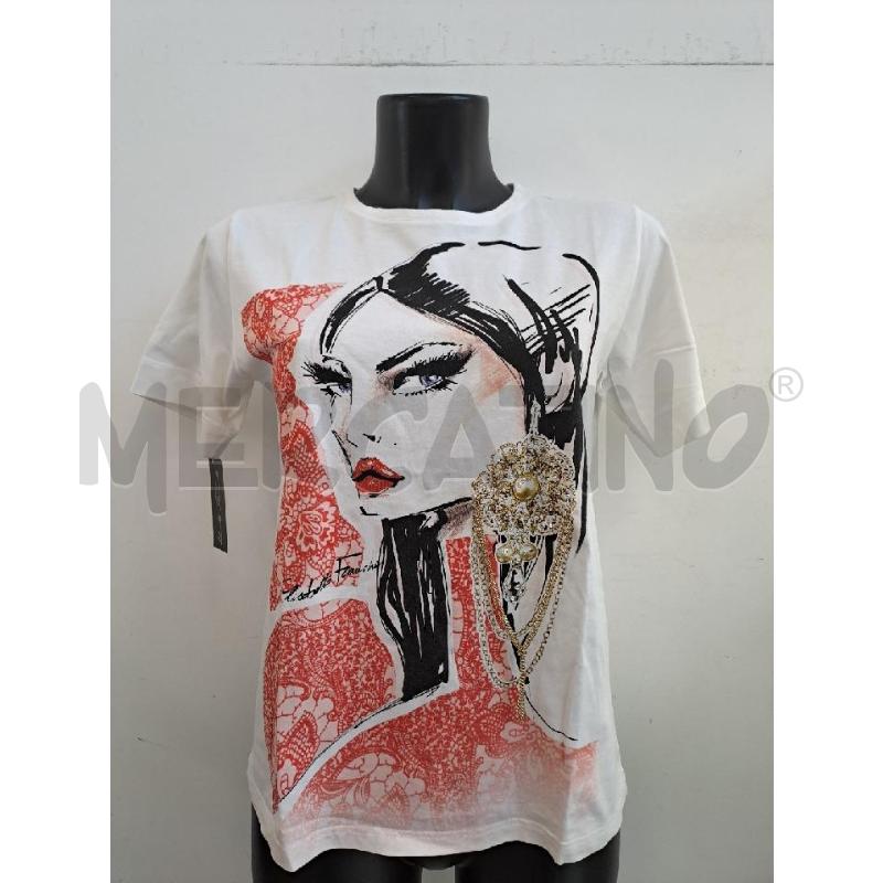T SHIRT DONNA ELISABETTA FRANCHI BIANCO STAMPA VISO CATENA | Mercatino dell'Usato Catanzaro 1