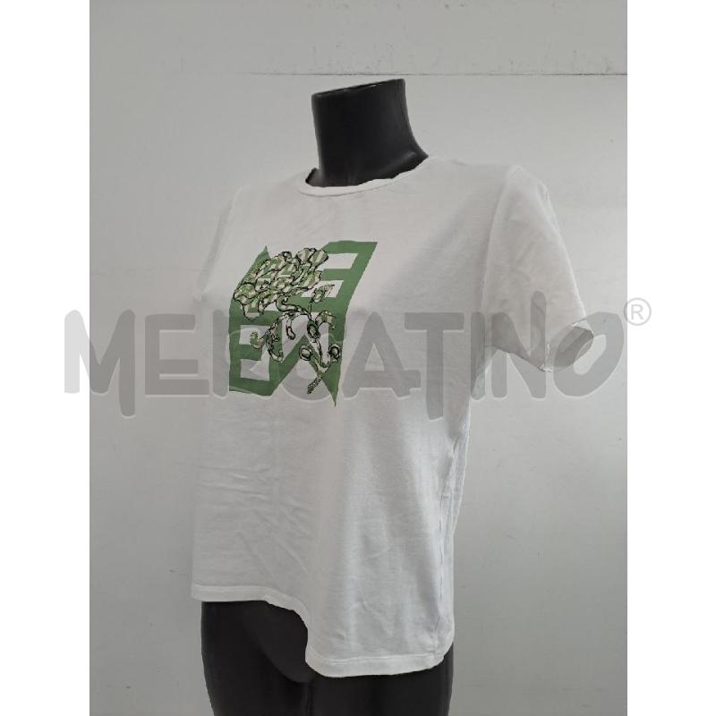 T SHIRT DONNA EMME MARELLA BIANCO FIORI VERDE STRASS | Mercatino dell'Usato Catanzaro 2