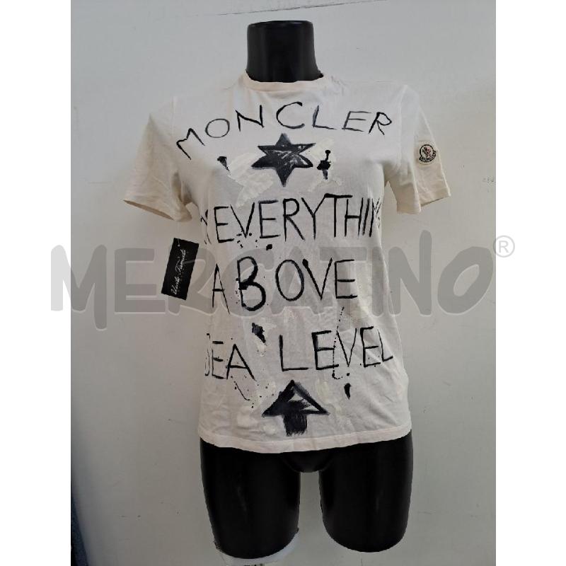 T SHIRT DONNA MONCLER GIALLINO SCRITTA NERO  | Mercatino dell'Usato Catanzaro 1