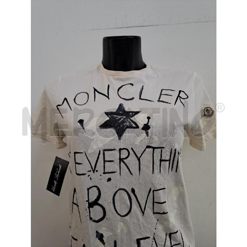 T SHIRT DONNA MONCLER GIALLINO SCRITTA NERO  | Mercatino dell'Usato Catanzaro 2