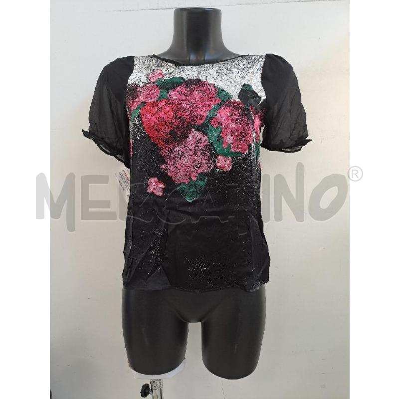 T SHIRT DONNA PENNYBLACK NERO DISEGNO ROSA | Mercatino dell'Usato Catanzaro 1