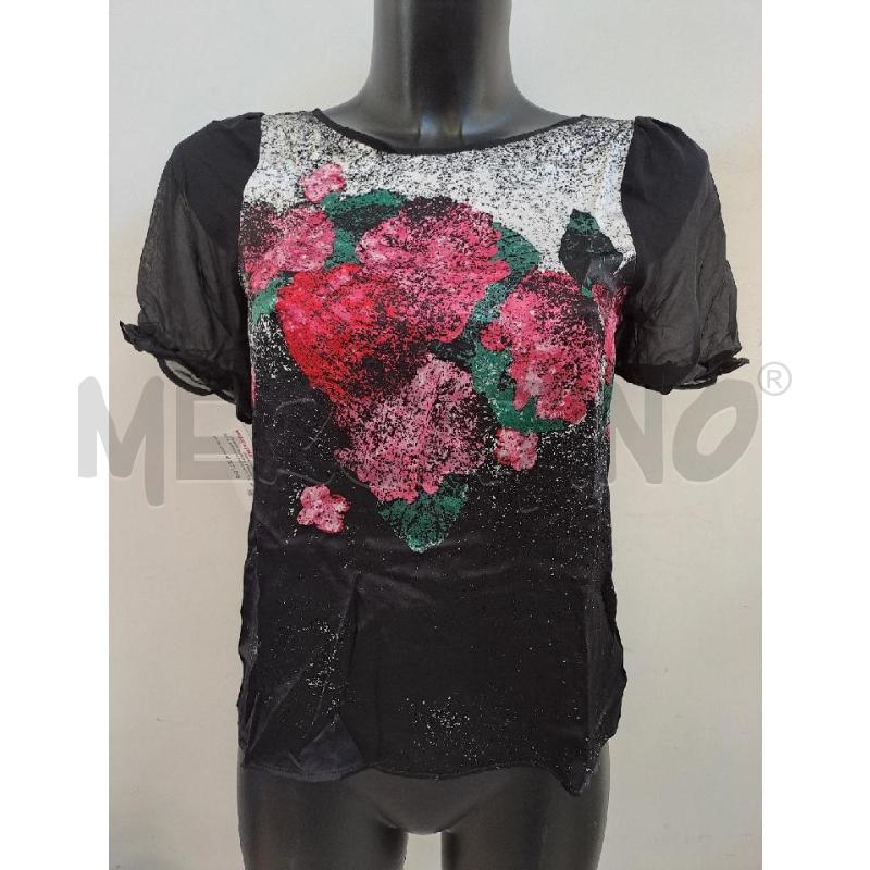 T SHIRT DONNA PENNYBLACK NERO DISEGNO ROSA | Mercatino dell'Usato Catanzaro 2