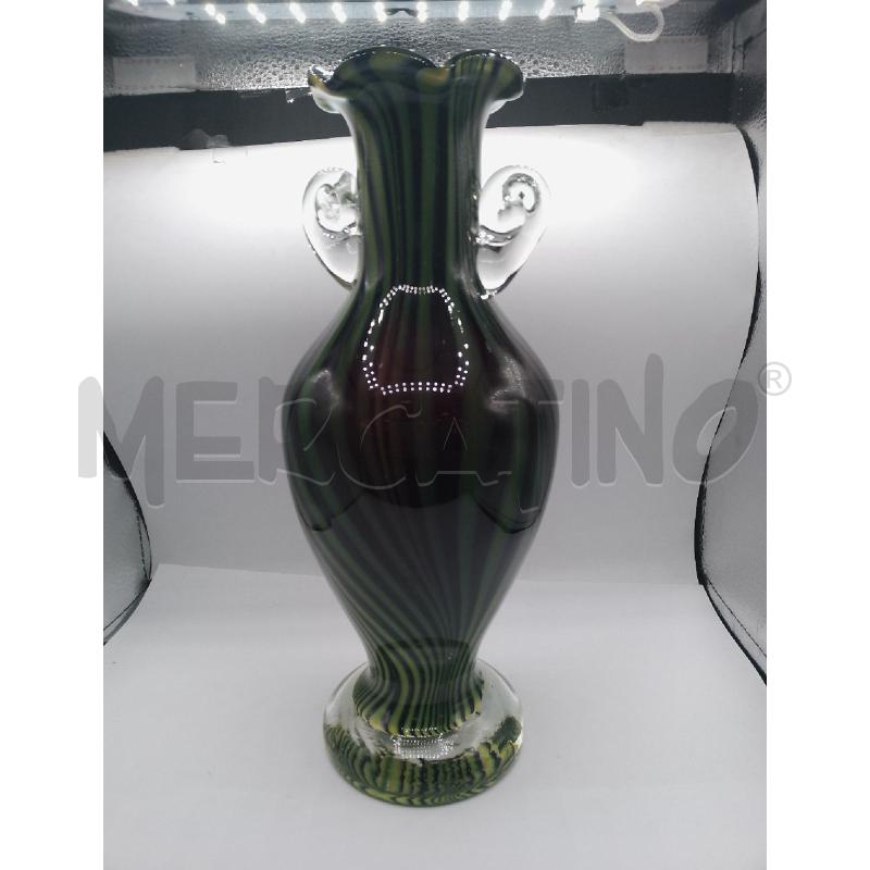 VASO VETRO MURANO VERDE CON MANICI H 32 CM | Mercatino dell'Usato Catanzaro 1