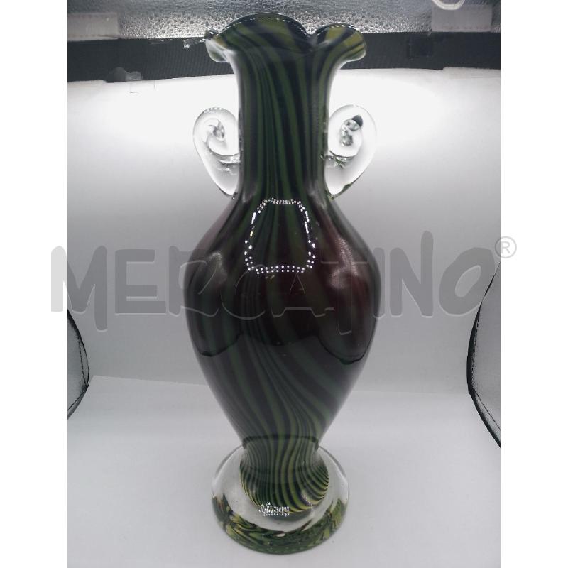 VASO VETRO MURANO VERDE CON MANICI H 32 CM | Mercatino dell'Usato Catanzaro 2