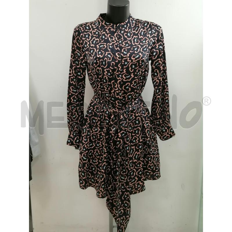 VESTITO DONNA ANONYME BLU FIORI ROSA CINTURA BOTTONI | Mercatino dell'Usato Catanzaro 1