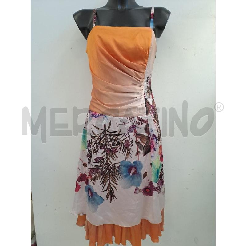 VESTITO DONNA ARANCIONE ROSA FIORI BLU VIOLA SOALLINE RETRO STRINGATO | Mercatino dell'Usato Catanzaro 1