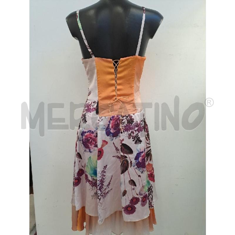 VESTITO DONNA ARANCIONE ROSA FIORI BLU VIOLA SOALLINE RETRO STRINGATO | Mercatino dell'Usato Catanzaro 3