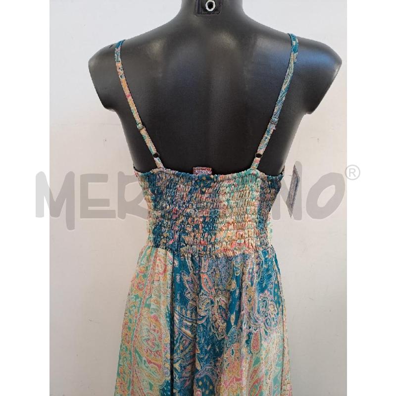 VESTITO DONNA BOHO FASHION VERDE PAISLEY ROSA DORATO SPALLINE 100 SETA | Mercatino dell'Usato Catanzaro 3