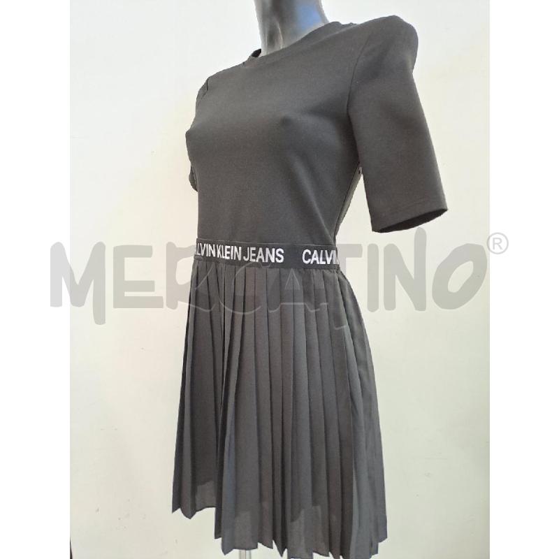 VESTITO DONNA CALVIN KLEIN NERO GONNA PLISSETTATA FASCIA LOGATA  | Mercatino dell'Usato Catanzaro 2