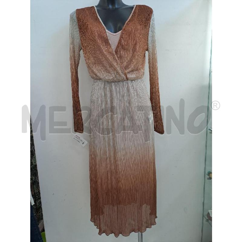 VESTITO DONNA CAMOMILLA SOTTONA ROSA CIPRIA+ PLISSETTATO BRONZO MARRONE  | Mercatino dell'Usato Catanzaro 1