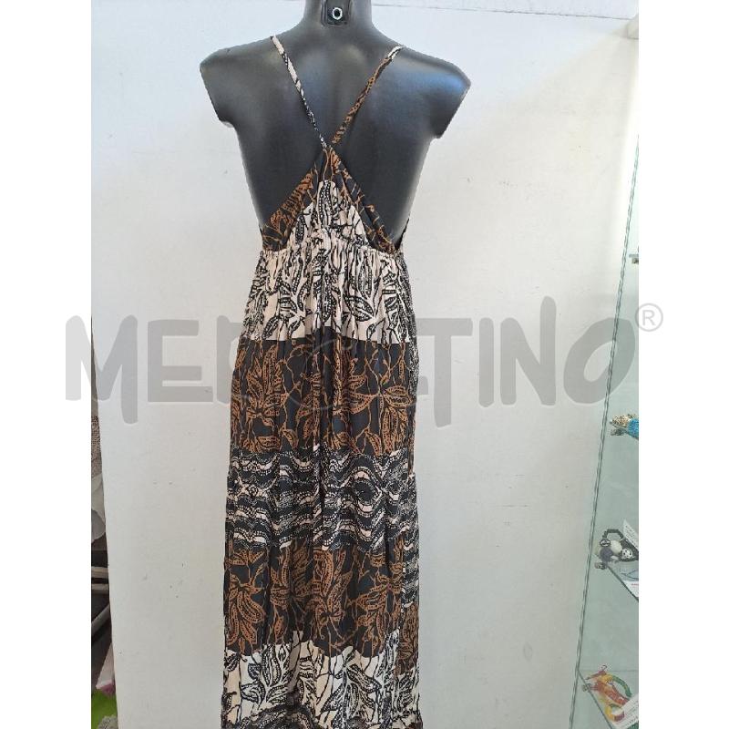VESTITO DONNA ECO NERO LUNGO DISEGNI BEIGE MARRONE | Mercatino dell'Usato Catanzaro 3