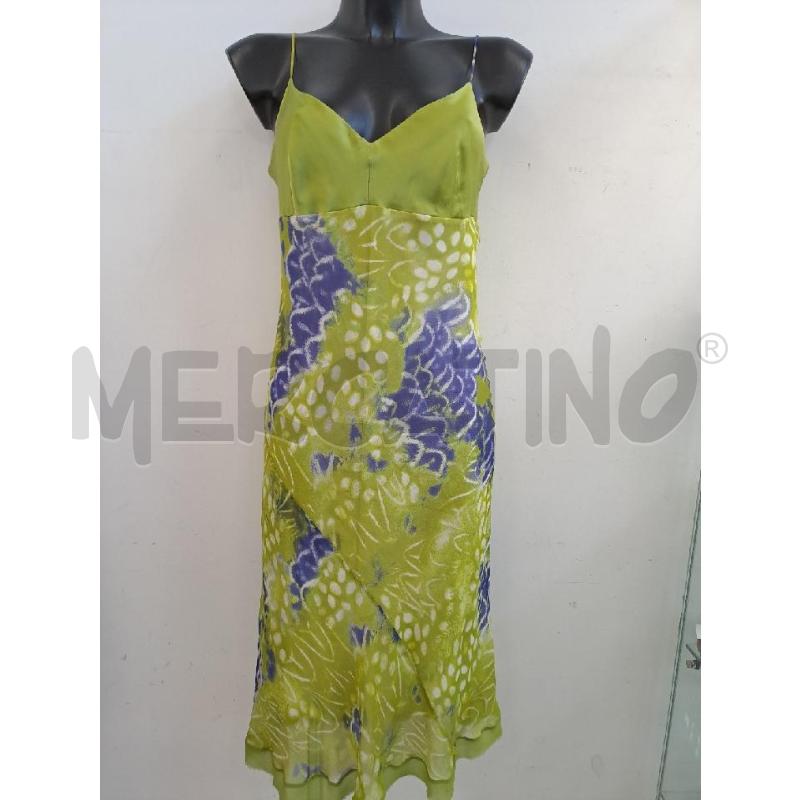 VESTITO DONNA EXTERIOR VERDE SFUMATO BLU SPALLINE SETA  | Mercatino dell'Usato Catanzaro 1