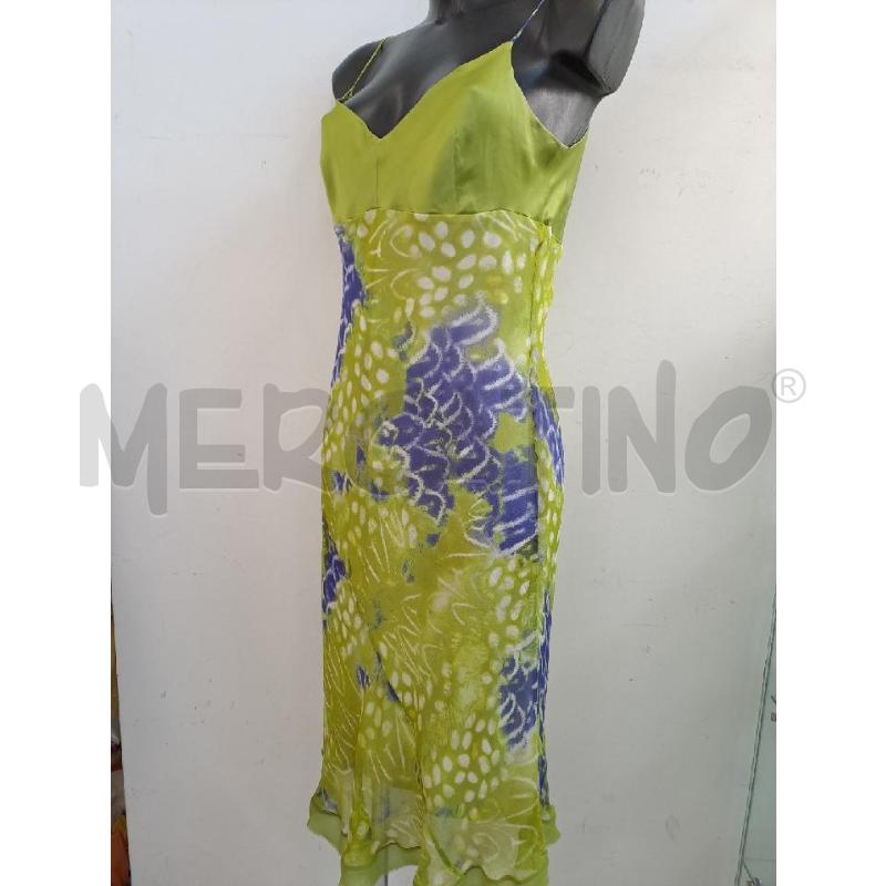 VESTITO DONNA EXTERIOR VERDE SFUMATO BLU SPALLINE SETA  | Mercatino dell'Usato Catanzaro 2