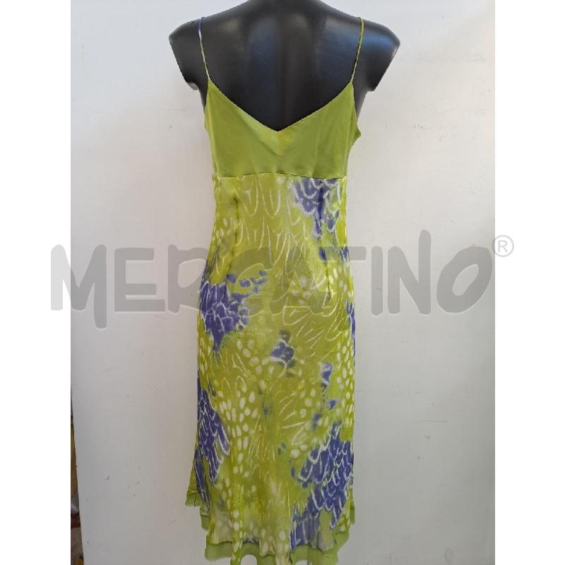 VESTITO DONNA EXTERIOR VERDE SFUMATO BLU SPALLINE SETA  | Mercatino dell'Usato Catanzaro 3