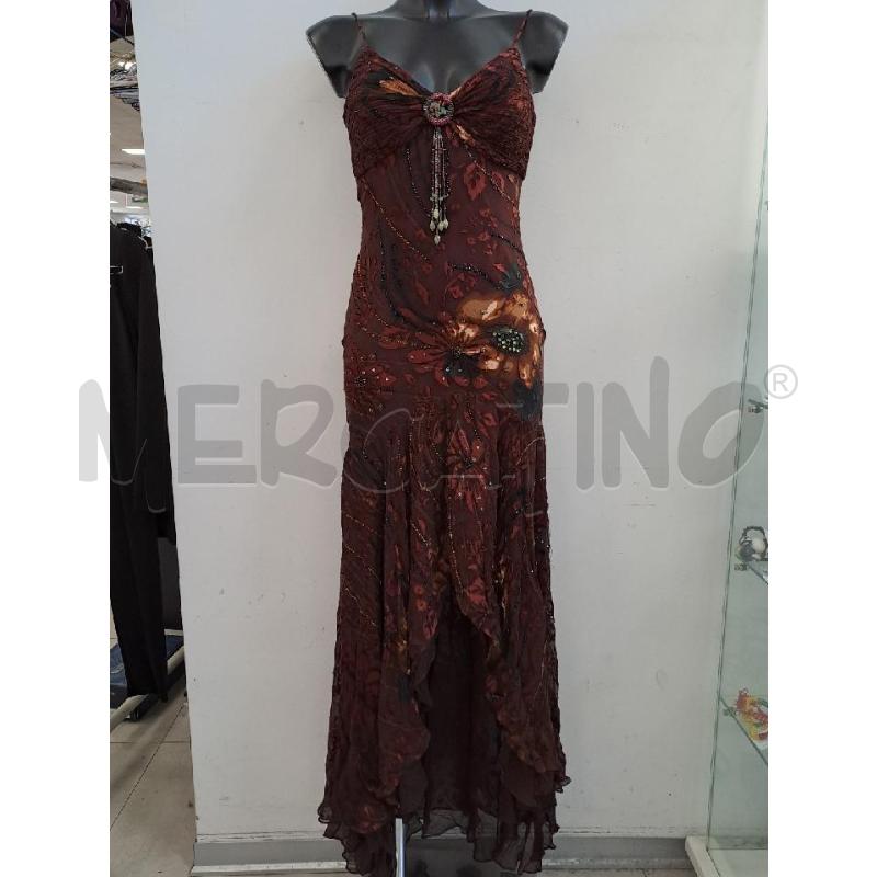 VESTITO DONNA GIPSY BORDEAUX VELATO LUNGO RETRO PAILLETTES | Mercatino dell'Usato Catanzaro 1
