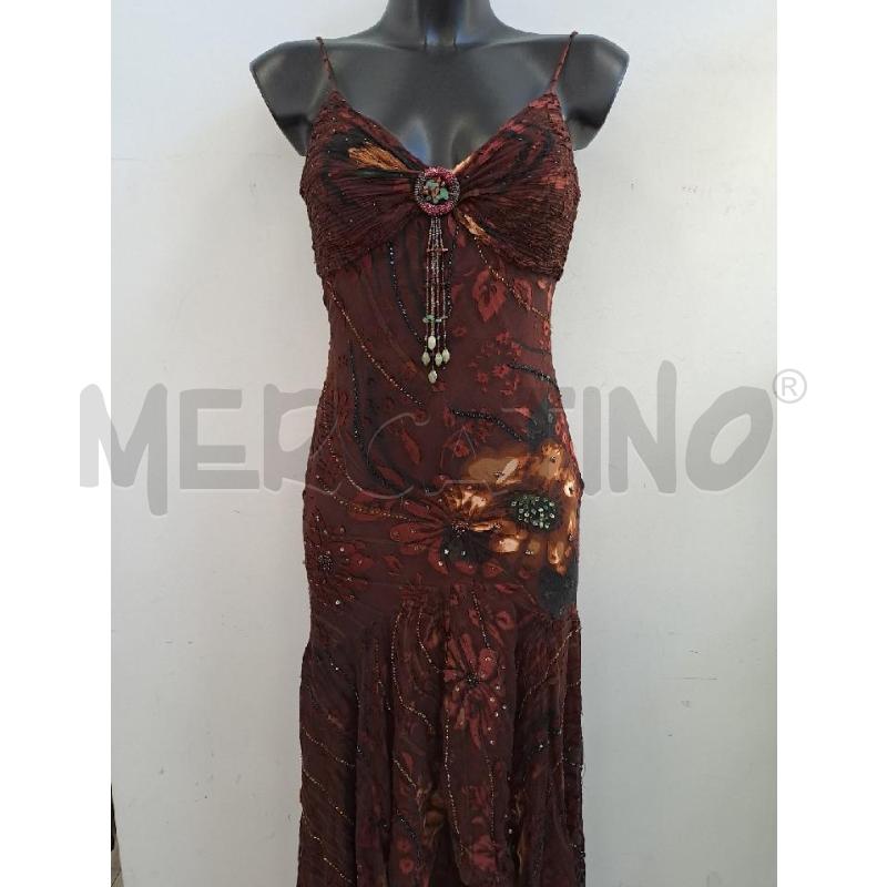 VESTITO DONNA GIPSY BORDEAUX VELATO LUNGO RETRO PAILLETTES | Mercatino dell'Usato Catanzaro 3