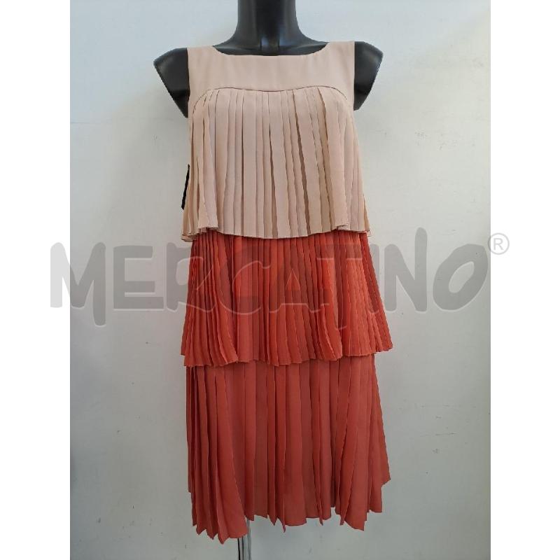 VESTITO DONNA INTREND BEGIE ARANCIONE PLISSETTATO | Mercatino dell'Usato Catanzaro 1